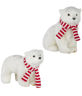 Polar Bear With Scarf Ornaments Set of 2 - 5.25 Inch