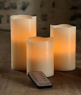 3-Piece 4,5, and 6 Inch Battery Operated Candles - Universal Remote Control - Batteries Included