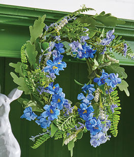 Fern With Blue Flowers - Mini Wreath