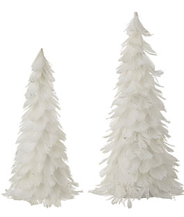 White Feather Trees 18 and 14.75 Inch  Set of 2