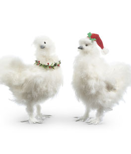 Silky Christmas Chicken Set of 2 Assorted - 13 Inch