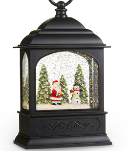 Santa and Snowman Lighted Water Lantern - MUSICAL