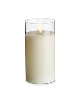Clear Glass Flameless Candle 3 Inch x 6 Inch Ivory Pillar - Remote Ready