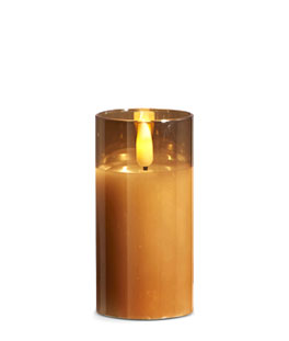Gold Glass Flameless Candle 2 Inch x 4 Inch Ivory Votive - Remote Ready
