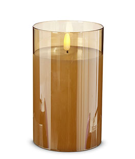 Gold Glass Flameless Candle 3.5 Inch x 6 Inch Ivory Pillar - Remote Ready
