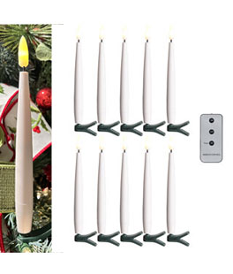 6 Inch Clip On Lighted Candles Set of 10 - Remote Included