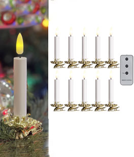 4 Inch Clip On Lighted Candles Set of 10 - Remote Included