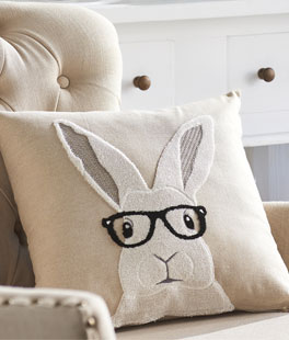 Rabbit With Glasses 18 Inch Pillow With Insert - NEW From RAZ