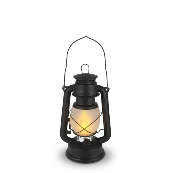 Illuminated Garden: FireGlow LED Hurricane Lantern - 9.5 Inch Matte Black