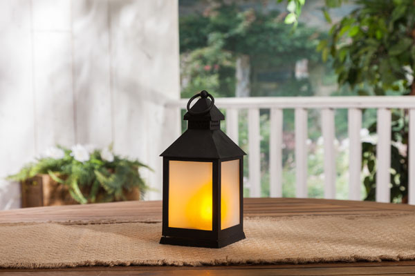 Small Rustic Brown Indoor/Outdoor FireGlow Hurricane Lantern with Dimmer  Switch - 4 Lanterns 