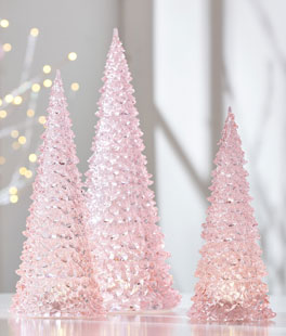 Lighted Pink Trees - SET 3 - New 2024