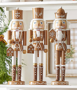 Gingerbread Nutcracker Figurines - Set of 3 Assorted - NEW 2024