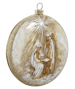 Glass North Star Holy Family Disc Ornament - 5 Inch New 2024