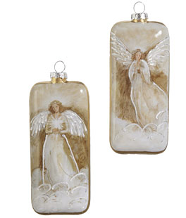 Golden Angel Ornament 6 Inch Set of 2 Glass - New 2024
