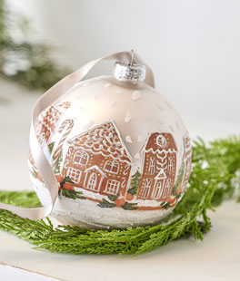 Glass Gingerbread House Ball Ornament - 5 Inch New 2024