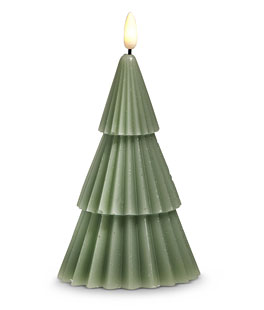 6" Green Tree Christmas Candle  Remote Ready - NEW 2024