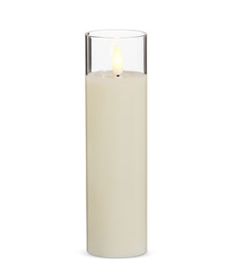 Clear Glass Flameless Candle 2 Inch x 7 Inch Ivory Votive - Remote Ready