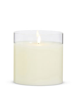 Clear Glass Flameless Candle 6 Inch x 6 Inch Ivory Votive - Remote Ready