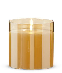 Gold Glass Flameless Candle 6 Inch x 6 Inch Ivory Votive - Remote Ready