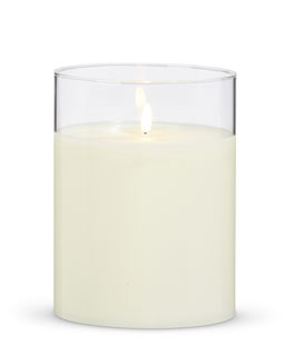 Clear Glass Flameless Candle 6 Inch x 8 Inch Ivory Votive - Remote Ready