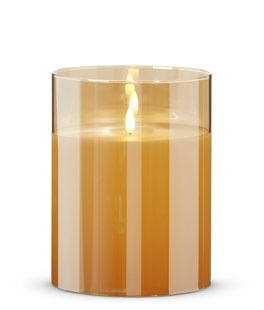 Gold Glass Flameless Candle 6 Inch x 8 Inch Ivory Votive - Remote Ready