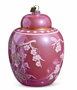 Ginger Jar Pink Floral Chinese Ornament 6.25 Inch - NEW 2024