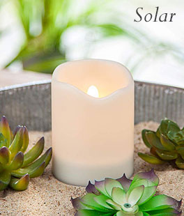 Solar Outdoor White Resin Candle 3 x 4 Inch - Heavy Weighted Base