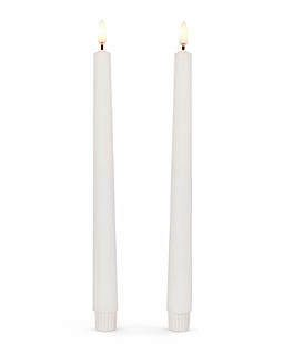 10 Inch White Taper Candles Set of 2  - Luminesce Flameless Candle Collection