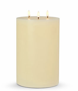 6 x 9 Inch Ivory Triflame Candle - Luminesce Flameless Candle Collection