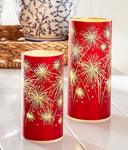 Lighted Fireworks Lanterns Set of 2 - NEW 2025