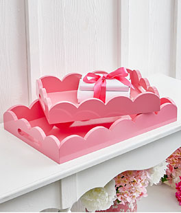 Pink Scalloped Trays Set of 2 - NEW 2025