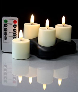 Set of 4 Radiance Rechargeable Votives With Remote