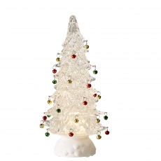 12 Inch Acrylic Lighted Ornament Tree With Swirling Glitter
