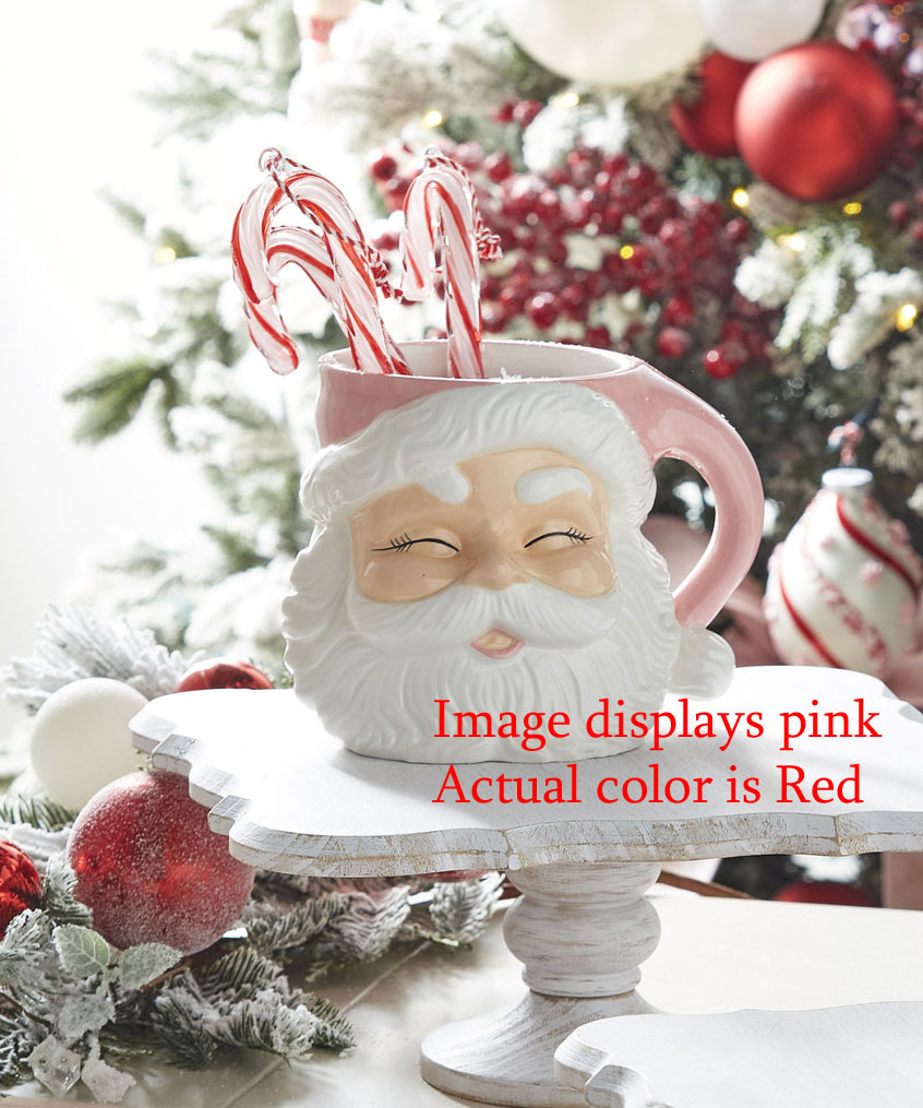 Raz 7.5 Pink Santa Container