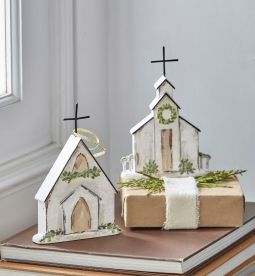 Church Ornament 6 Inch Set of 2 Assorted - New 2024