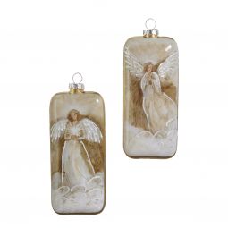 Golden Angel Ornament 6 Inch Set of 2 Glass - New 2024