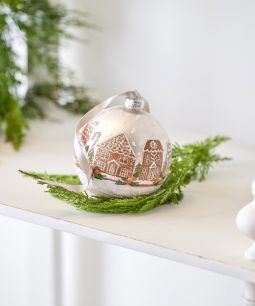 Glass Gingerbread House Ball Ornament - 5 Inch New 2024