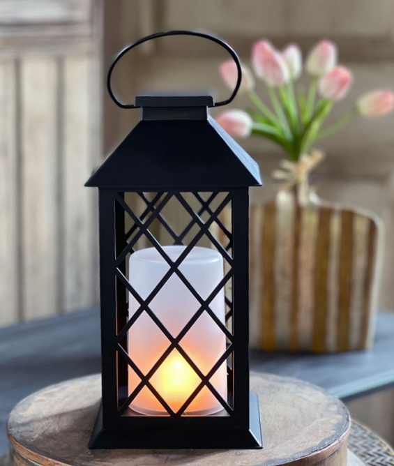 Rustic Battery Operated LED Lantern Decorative Accent Light Home