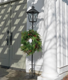 5.6 Feet Iron and Glass Candle Lantern and Wreath Holder