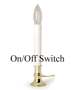 Electric 9 Inch Candle Lamp with On/Off Switch - Brass Plated Base