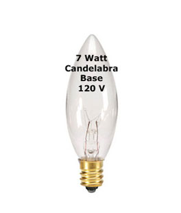 7 Watt Candelabra Base Bulb (120 VAC)