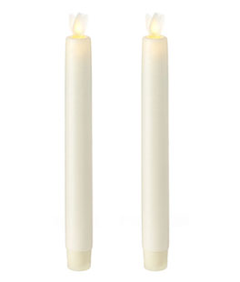 Remote Control 8 Inch Ivory Moving Flame Taper Candle Set - 2
