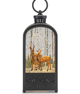 Deer Family In The Forest Lighted Water Globe - USB Included