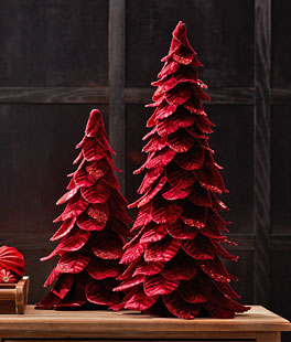 Red Velvet Set of 2 Trees 25.5 and 19 Inch - NEW