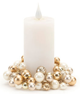 Mini Ball Wreath Candle Ring  - Gold and Pearl