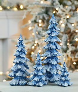 Blue Snowy Trees Set of  4 - NEW 2024