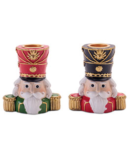 Nutcracker Taper Candle Holders 3 Inch Resin - Set of 2 New 2025