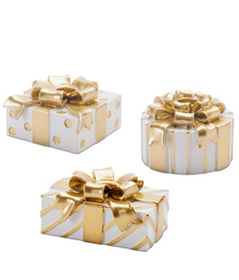 Present Design Candle Holder Set of Three Assorted White and Gold - New 2025