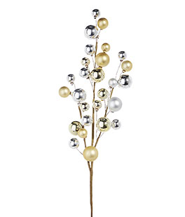 31 Inch Gold and Silver Ball Ornament Spray - NEW