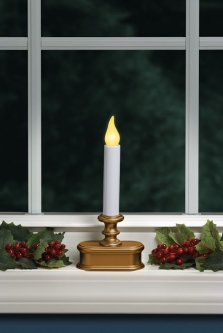 Battery Powered Window Candle Antique Gold - Flicker Mode Only